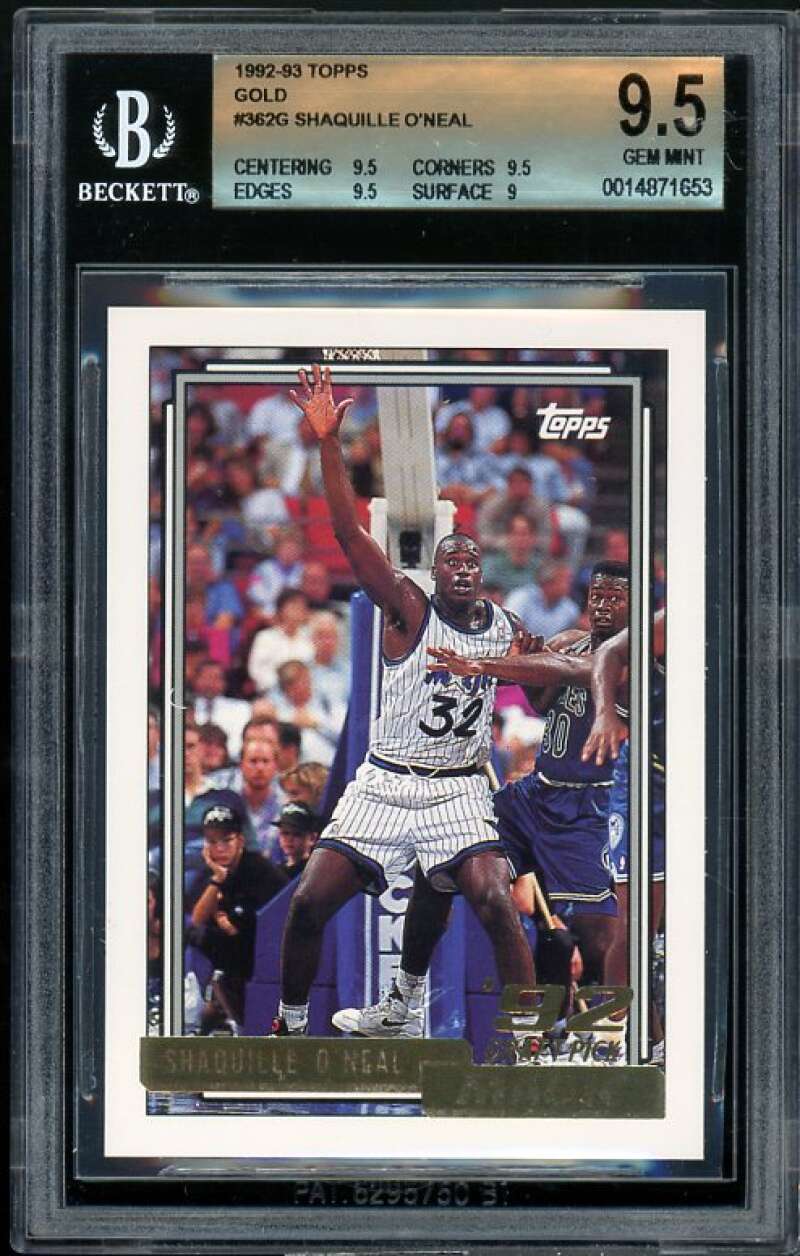 Shaquille O'Neal Rookie Card 1992-93 Topps Gold #362 BGS 9.5 (9.5 9.5 9.5 9) Image 1