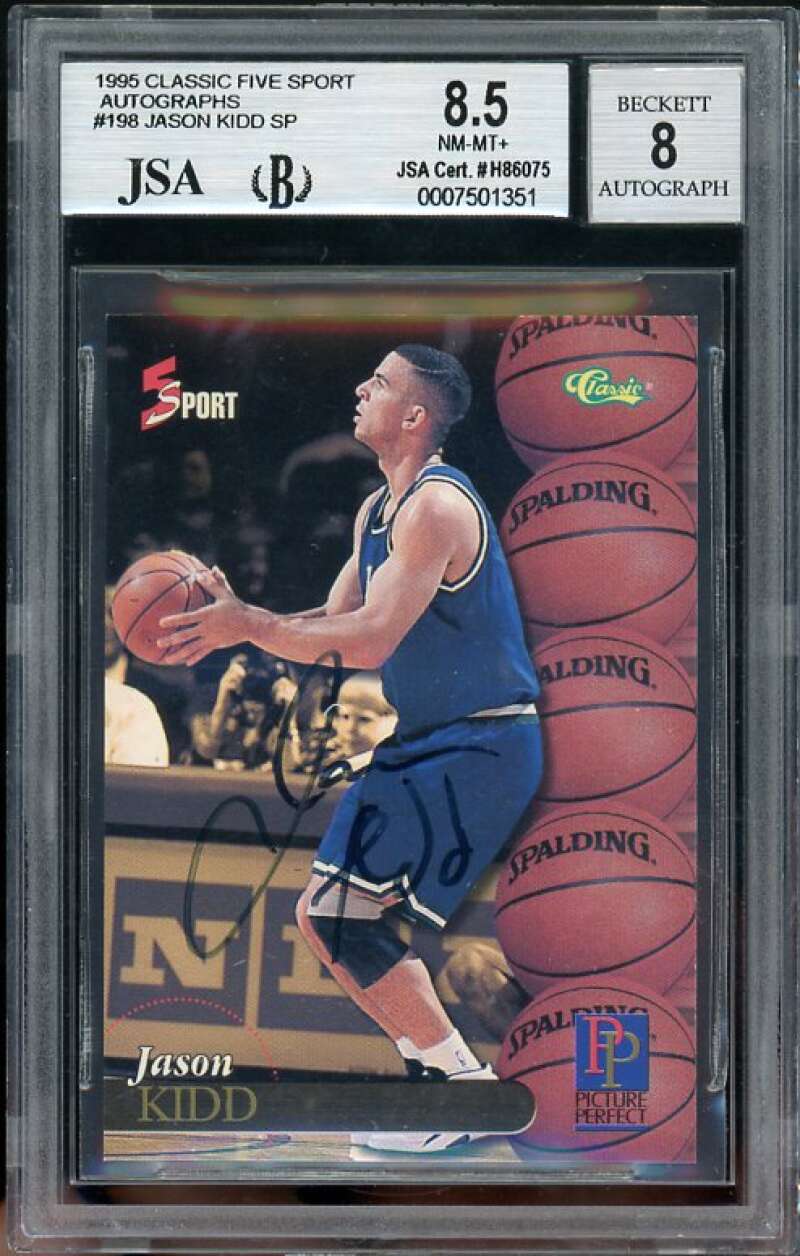 Jason Kidd Rookie Card 1995 Classic Five Sport Autograph BGS JSA 8.5 (10 8 9 10) Image 1