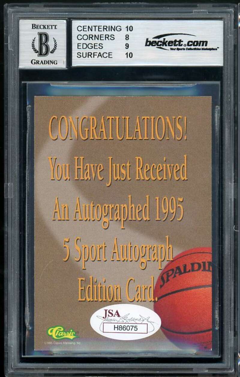 Jason Kidd Rookie Card 1995 Classic Five Sport Autograph BGS JSA 8.5 (10 8 9 10) Image 2