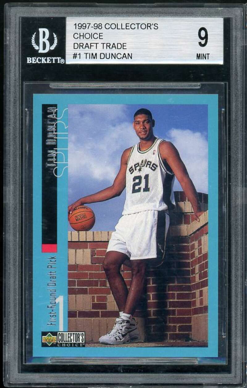 Tim Duncan Rookie 1997-98 Collectors Choice Draft Trade #1 BGS 9 (9.5 9 8.5 9.5) Image 1