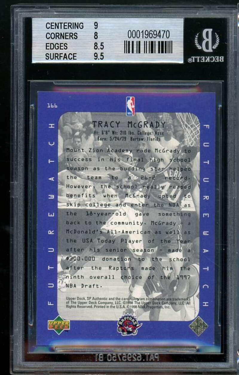 Tracy McGrady Rookie Card 1997-98 SP Authentic #166 BGS 8.5 (9 8 8.5 9.5) Image 2