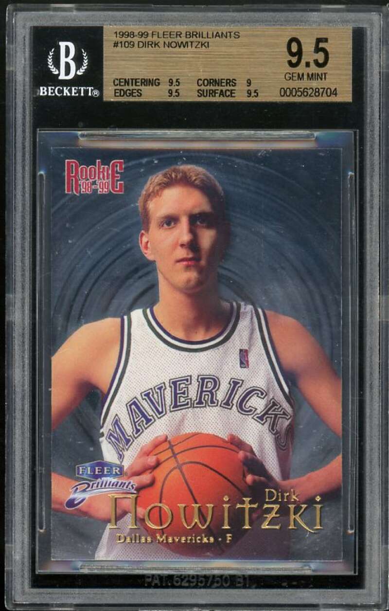 Dirk Nowitzki Rookie Card 1998-99 Fleer Brilliants #109 BGS 9.5 (9.5 9 9.5 9.5) Image 1