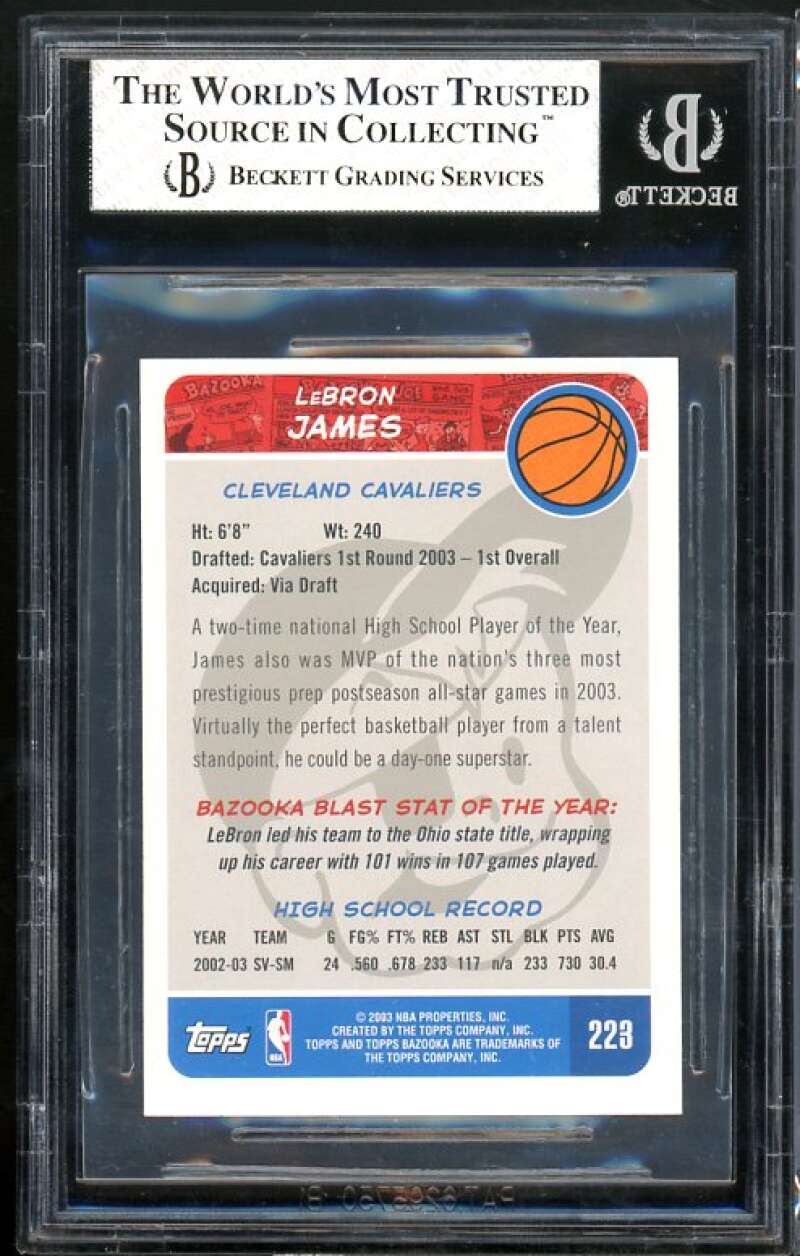 LeBron James Rookie Card 2003-04 Bazooka Minis #223a BGS 8 Image 2