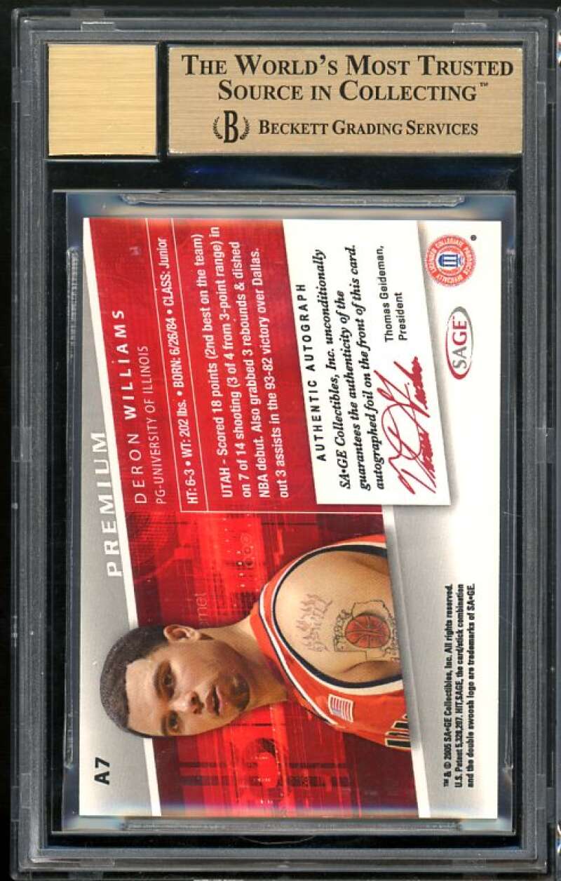 Deron Williams Rookie 2005 Sage Autographs Gold #a26 (pop 1) BGS 9.5 Image 2