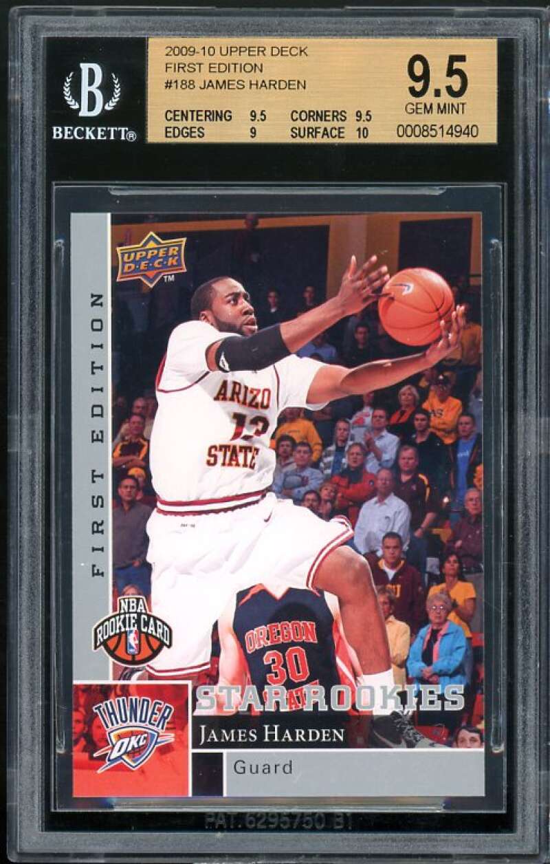 James Harden Rookie 2009-10 Upper Deck First Edition #188 BGS 9.5 (9.5 9.5 9 10) Image 1