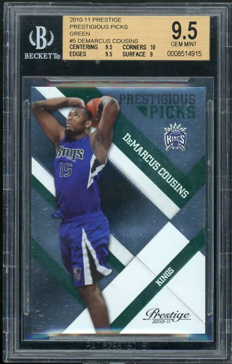 DeMarcus Cousins Rookie Card 2010-11 Prestige Prestigious Picks Green BGS 9.5 Image 1