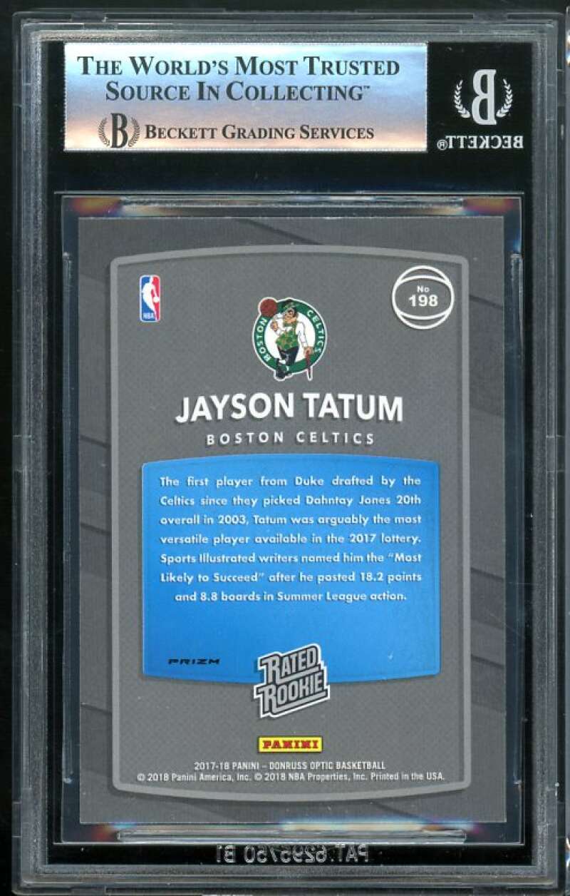 Jayson Tatum Rookie Card 2017-18 Donruss Optic Fst Break Holo #198 BGS 9 Image 2