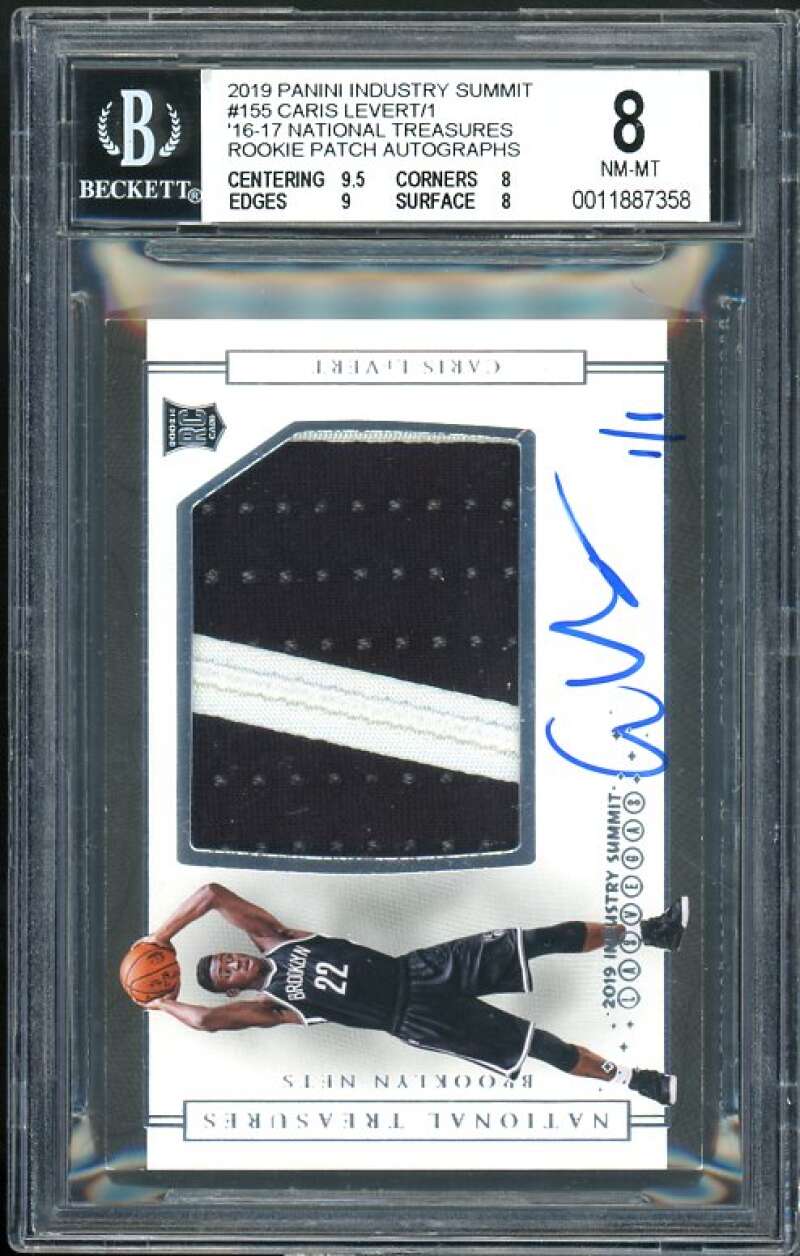 Caris LeVert Card 2019 Panini Industry Summit National Treasures Patch 1/1 BGS 8 Image 1