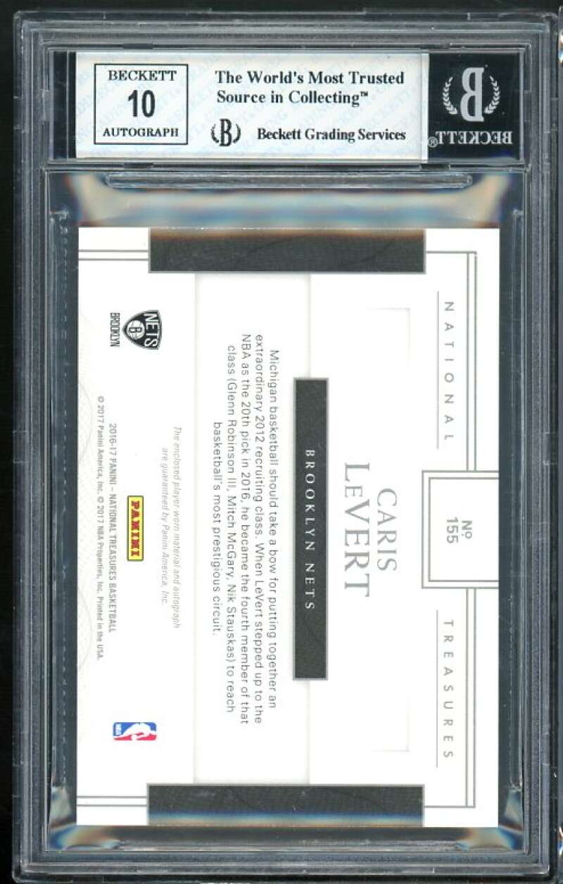 Caris LeVert Card 2019 Panini Industry Summit National Treasures Patch 1/1 BGS 8 Image 2