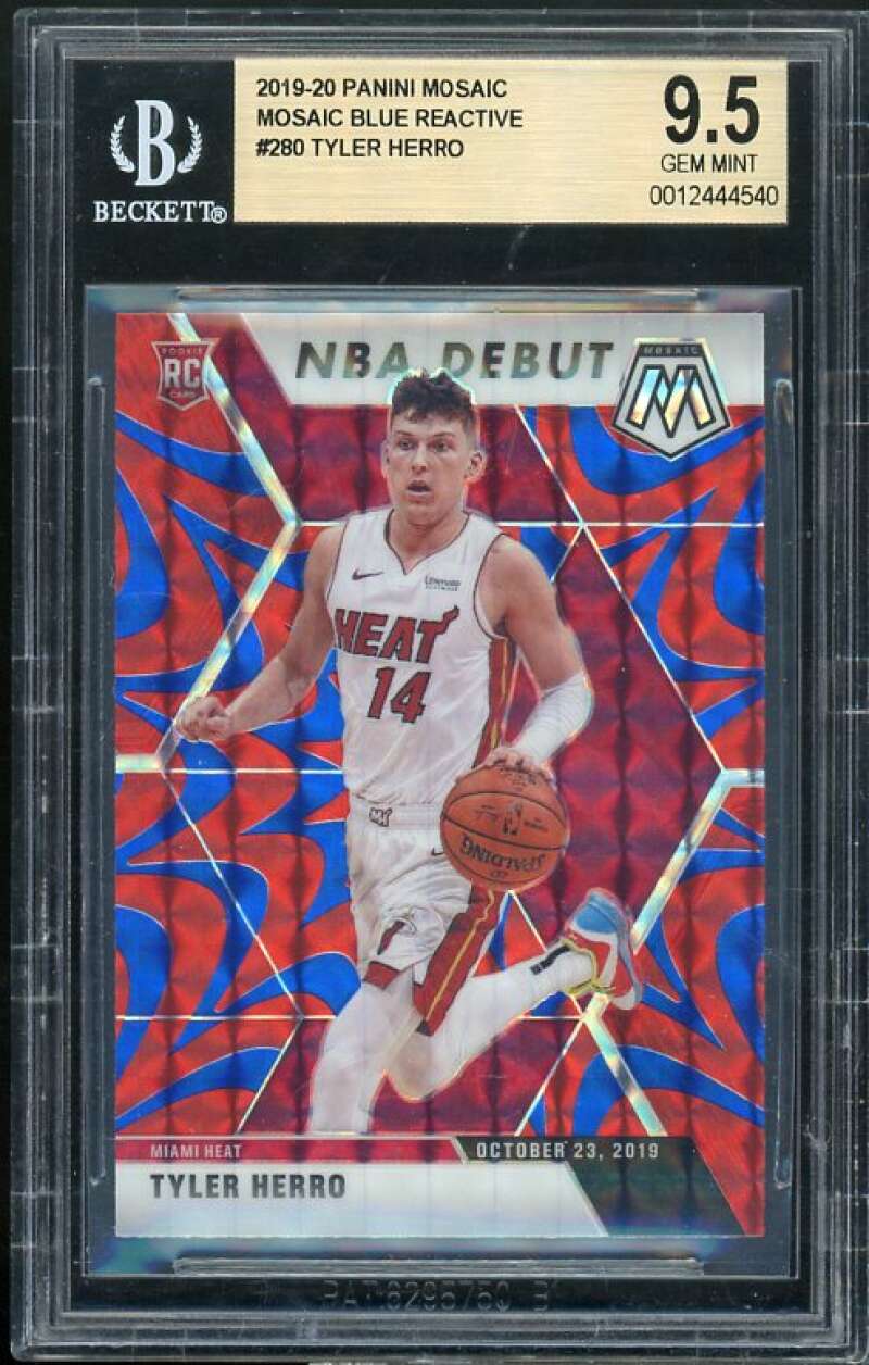 Tyler Herro Rookie Card 2019-20 Panini Mosaic Mosaic Blue Reactive #280 BGS 9.5 Image 1