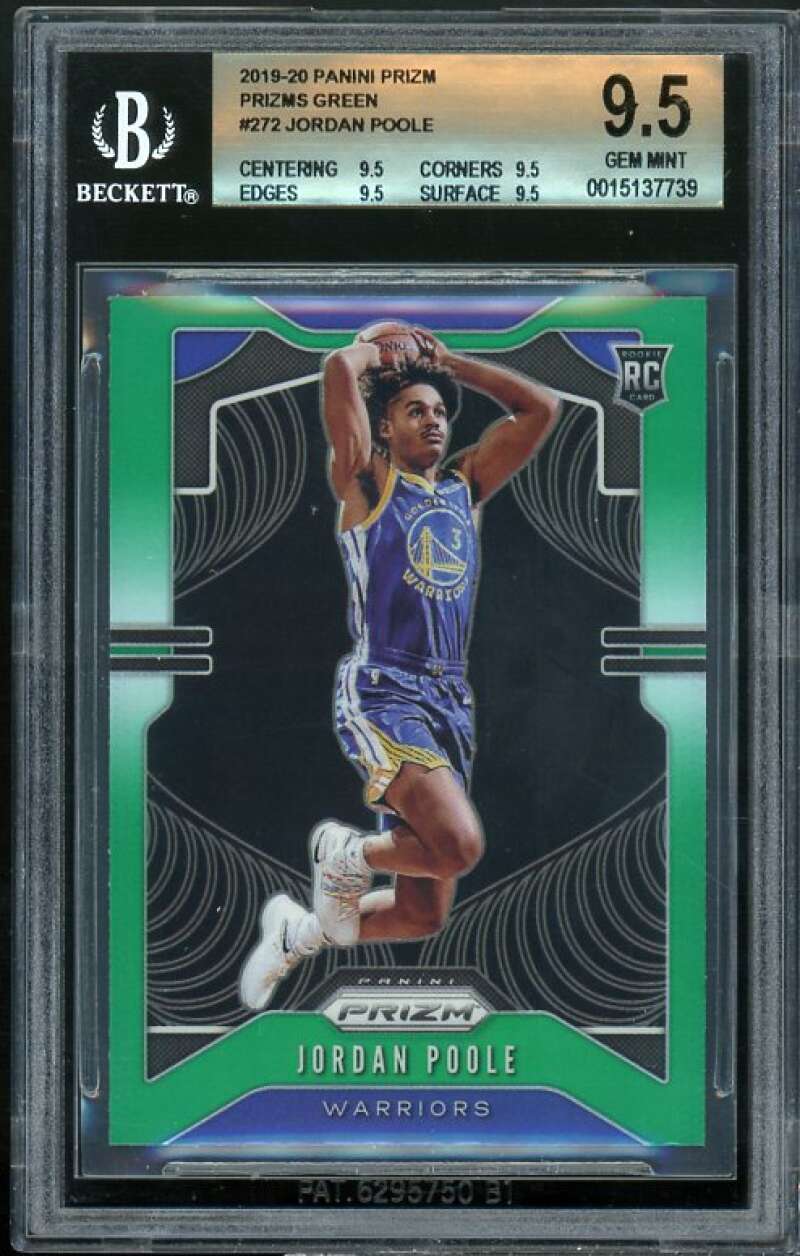 Jordan Poole Rookie Card 2019-20 Panini Prizm Prizms Green #272 BGS 9.5 Image 1