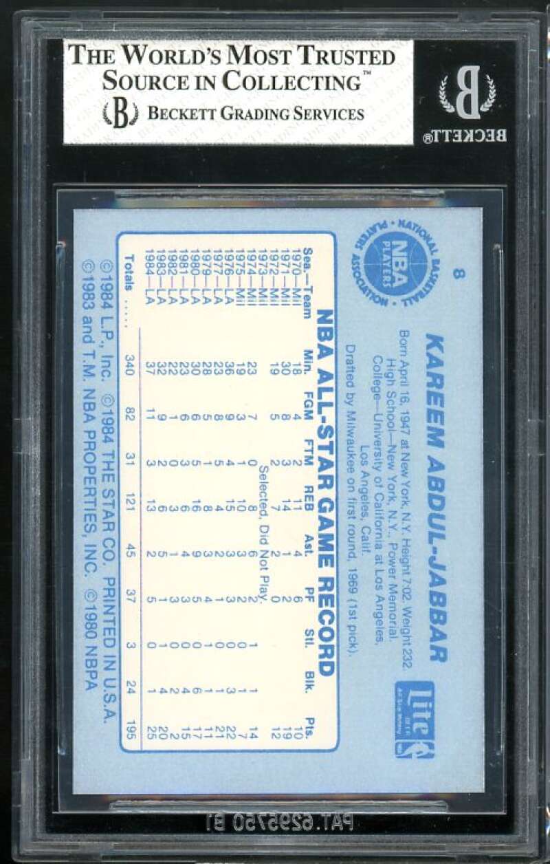 Kareem Abdul-Jabbar Card 1985 Star Lite All-Stars #8 BGS 7 (6 9 8.5 8) Image 2