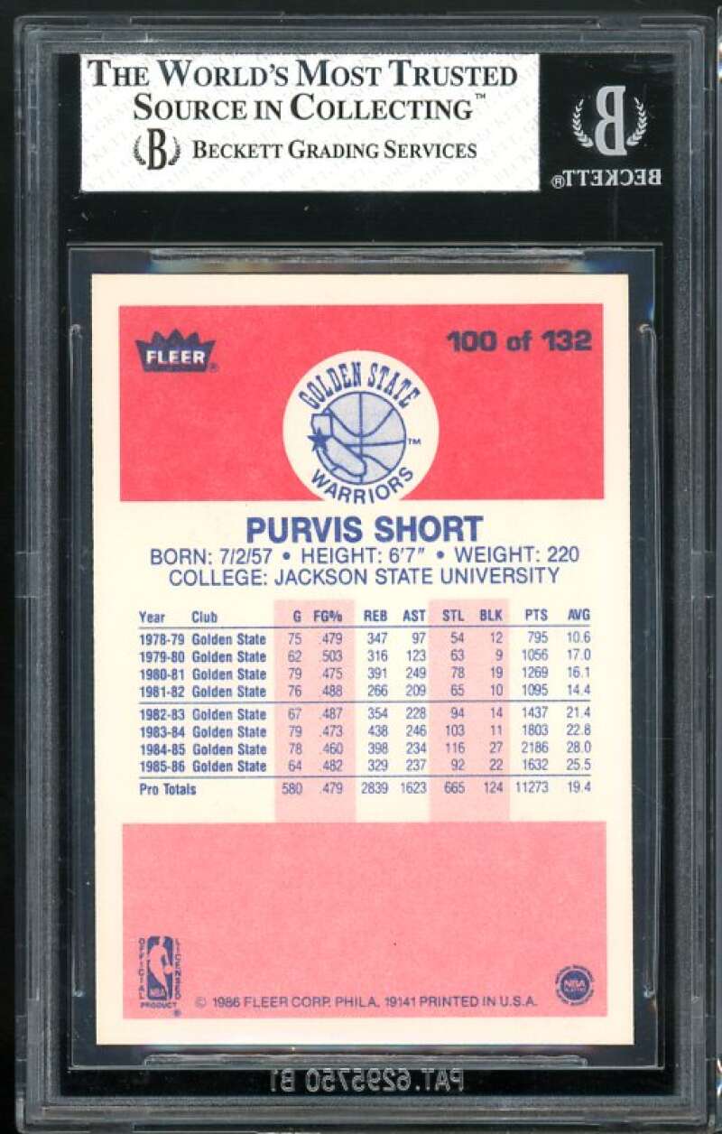 Purvis Short Card 1986-87 Fleer #100 BGS 8 Image 2