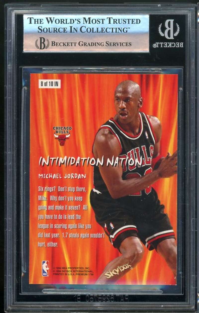 Michael Jordan 1998-99 Skybox Premium Intimidation Nation #8 BGS 9 (9.5 9 9 8.5) Image 2