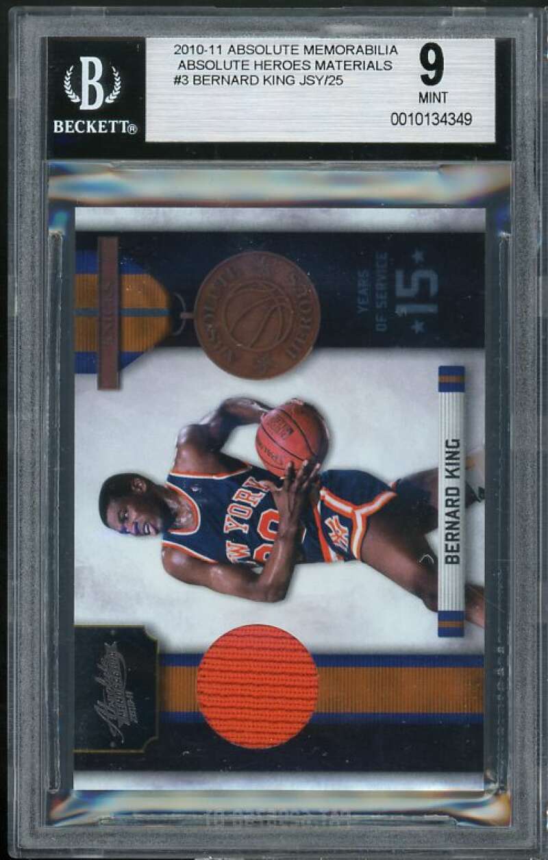 Bernard King Card 2010-11 Absolute Memorabilia Heroes Materials #3 BGS 9 Image 1