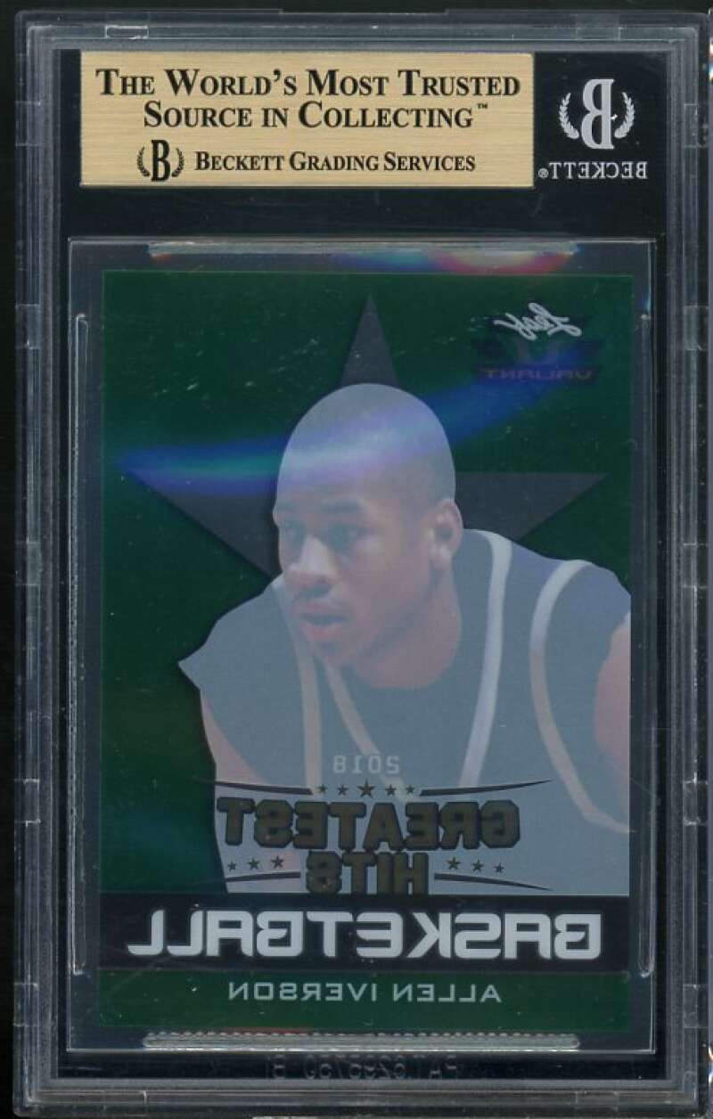 Allen Iverson Card 2018 Leaf Greatest Hits Proof 1/1 Clear Green BGS Image 2