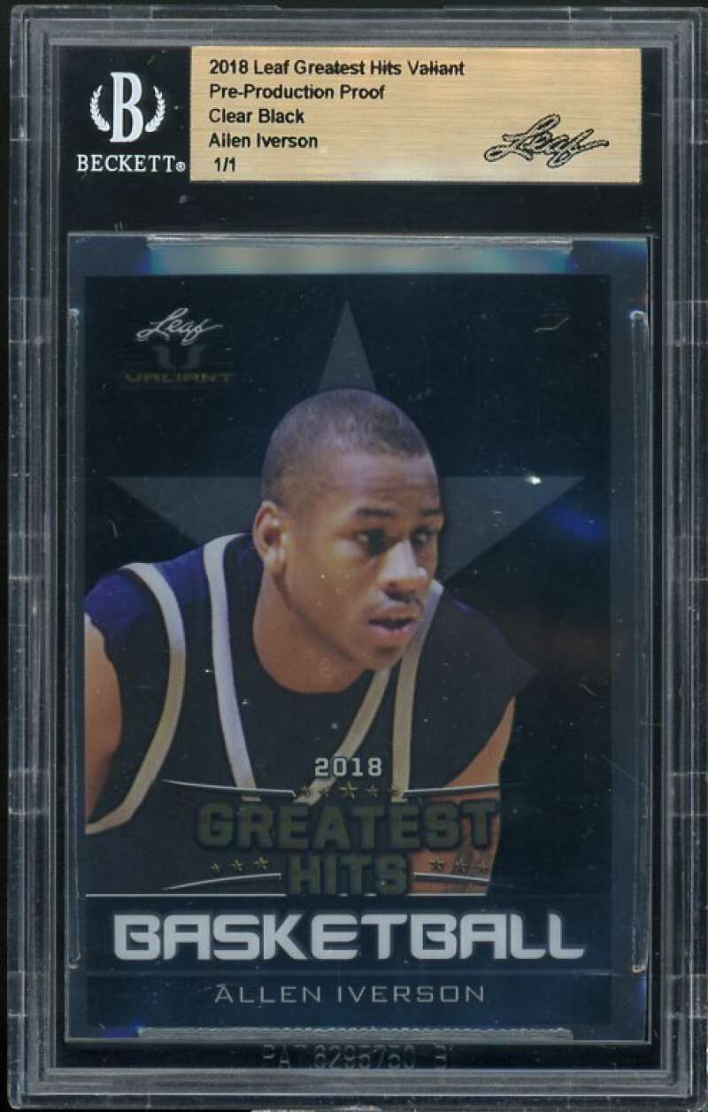 Allen Iverson Card 2018 Leaf Greatest Hits Proof 1/1 Clear Black BGS Image 1