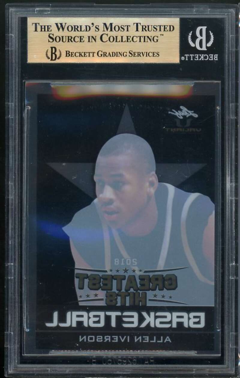 Allen Iverson Card 2018 Leaf Greatest Hits Proof 1/1 Clear Black BGS Image 2