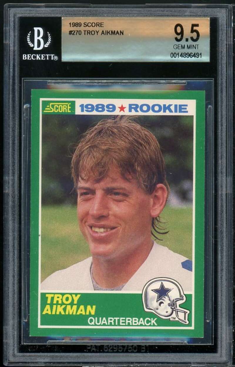 Troy Aikman Rookie Card 1989 Score #270 BGS 9.5 Image 1