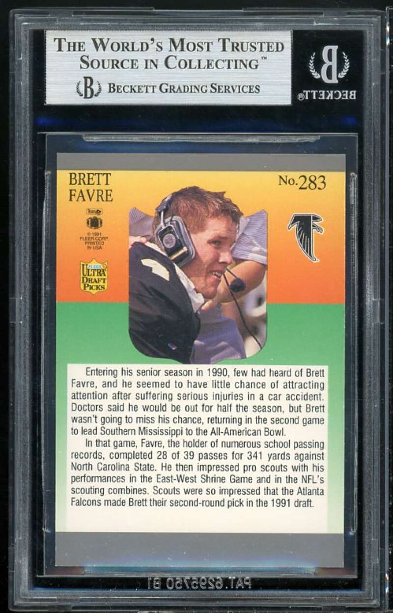 Brett Favre Rookie Card 1991 Ultra #283 BGS 9 (9 9 8.5 9.5) Image 2