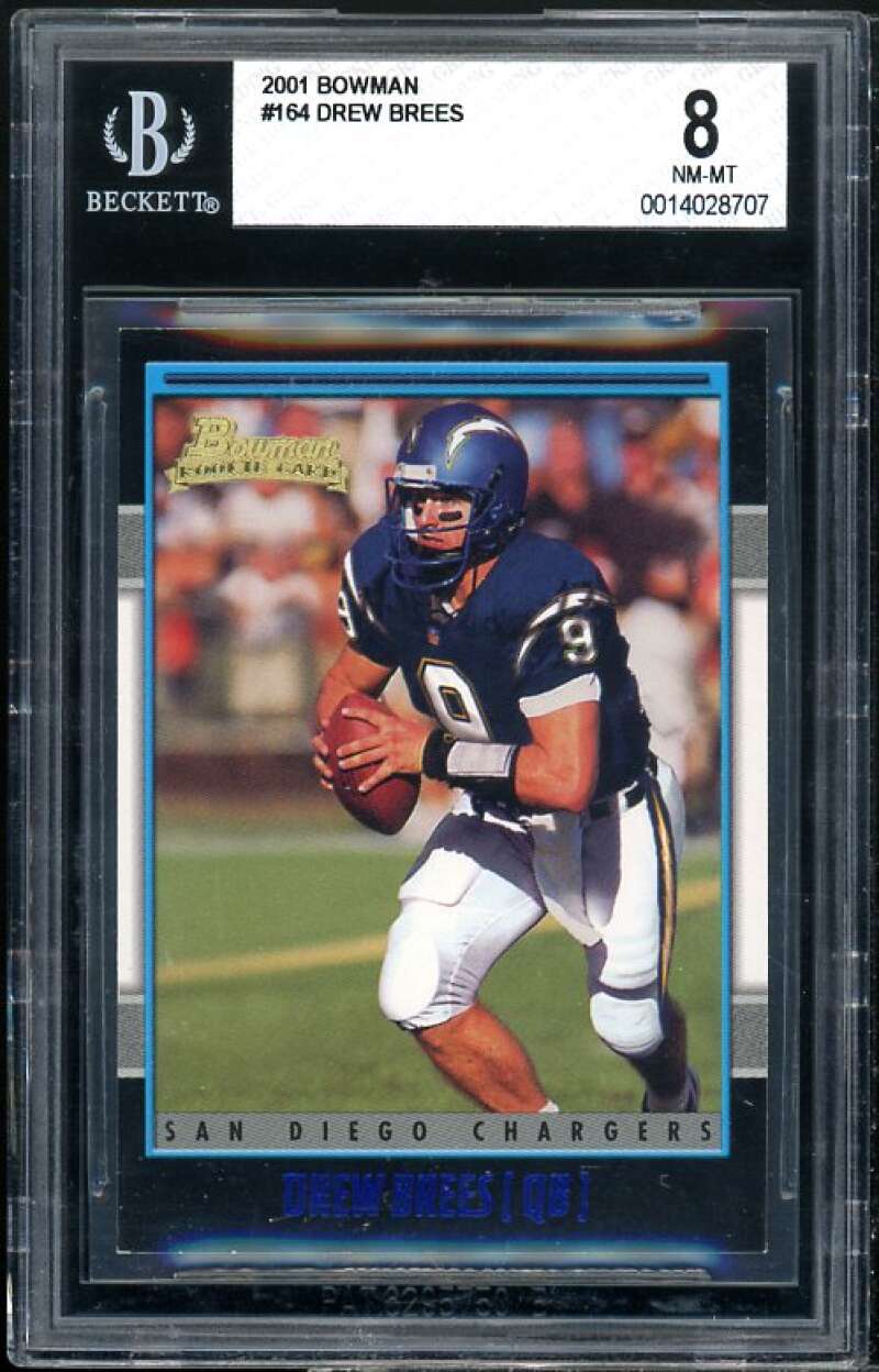 Drew Brees Rookie Card 2001 Bowman #164 BGS 8 Image 1