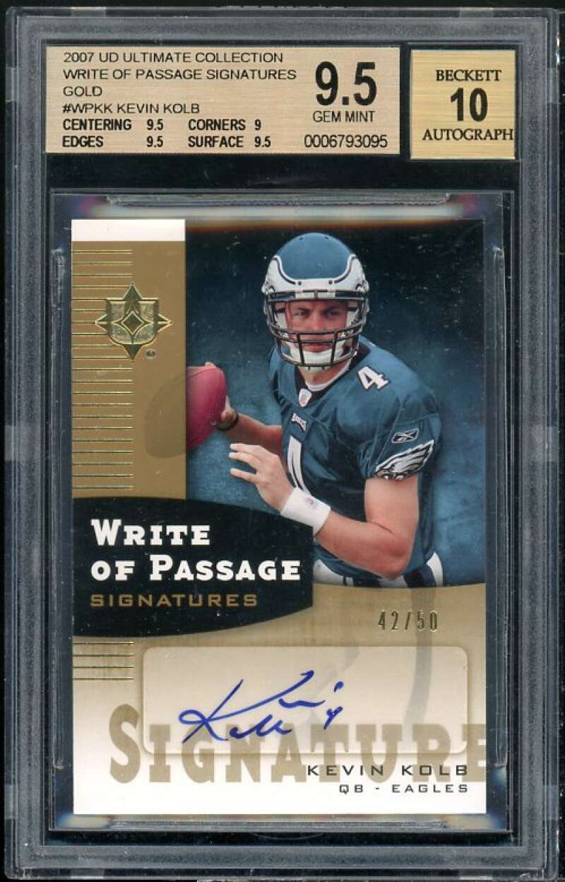 Kevin Kolb Rookie Card 2007 UD Collection Ultimate Gold Signatures #wpkk BGS 9.5 Image 1