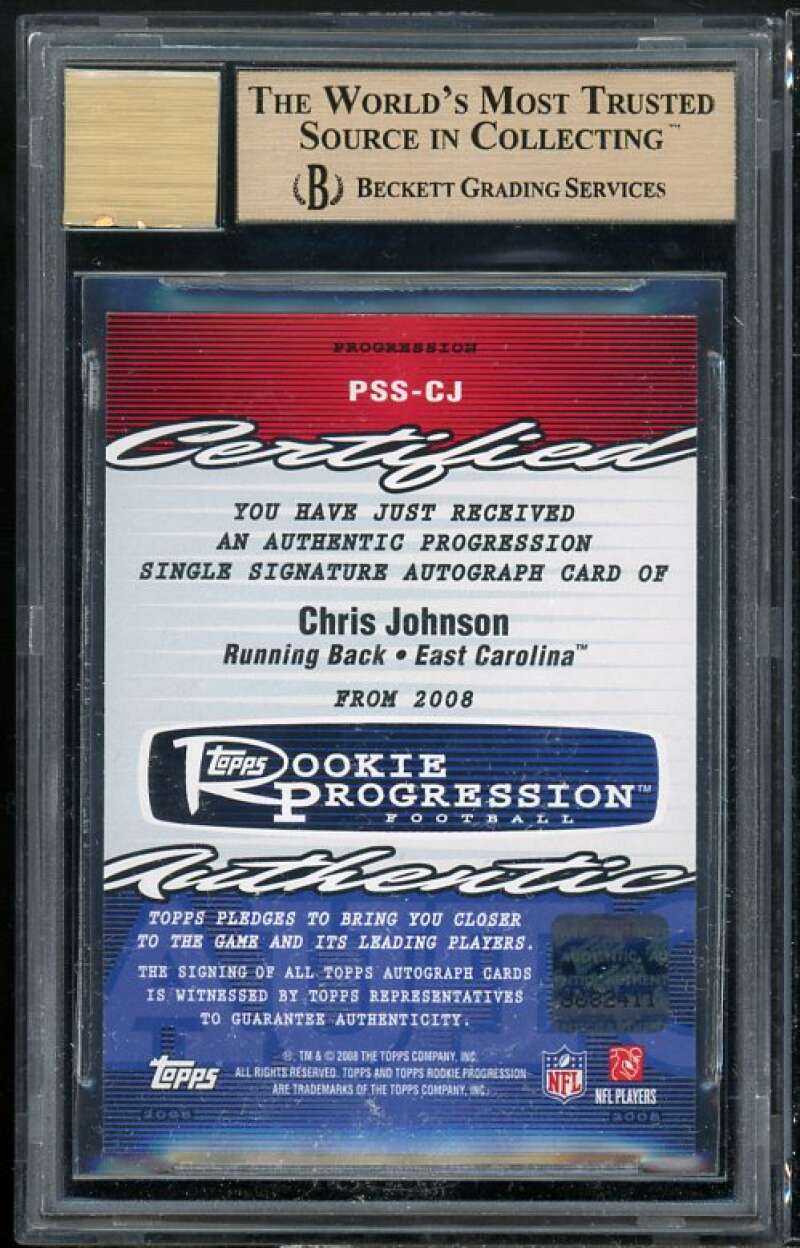 Chris Johnson Rookie 2008 Topps Rookie Progression Signatures #PSS-CJ BGS 9.5 Image 2