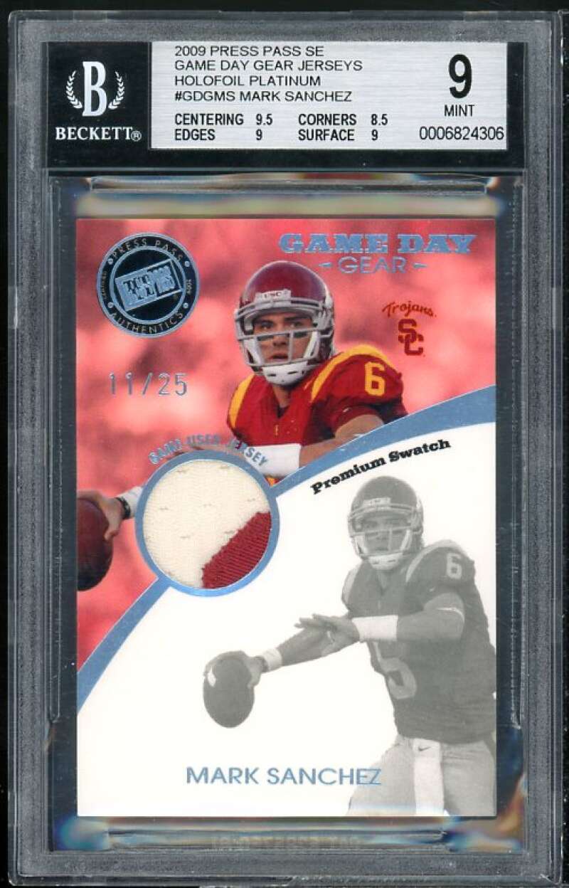 Mark Sanchez Rookie 2009 Press Pass SE GD Gear Jerseys Platinum #GDGMS BGS 9 Image 1