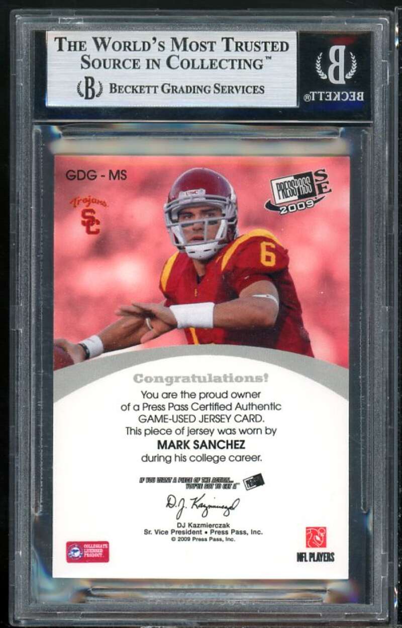 Mark Sanchez Rookie 2009 Press Pass SE GD Gear Jerseys Platinum #GDGMS BGS 9 Image 2