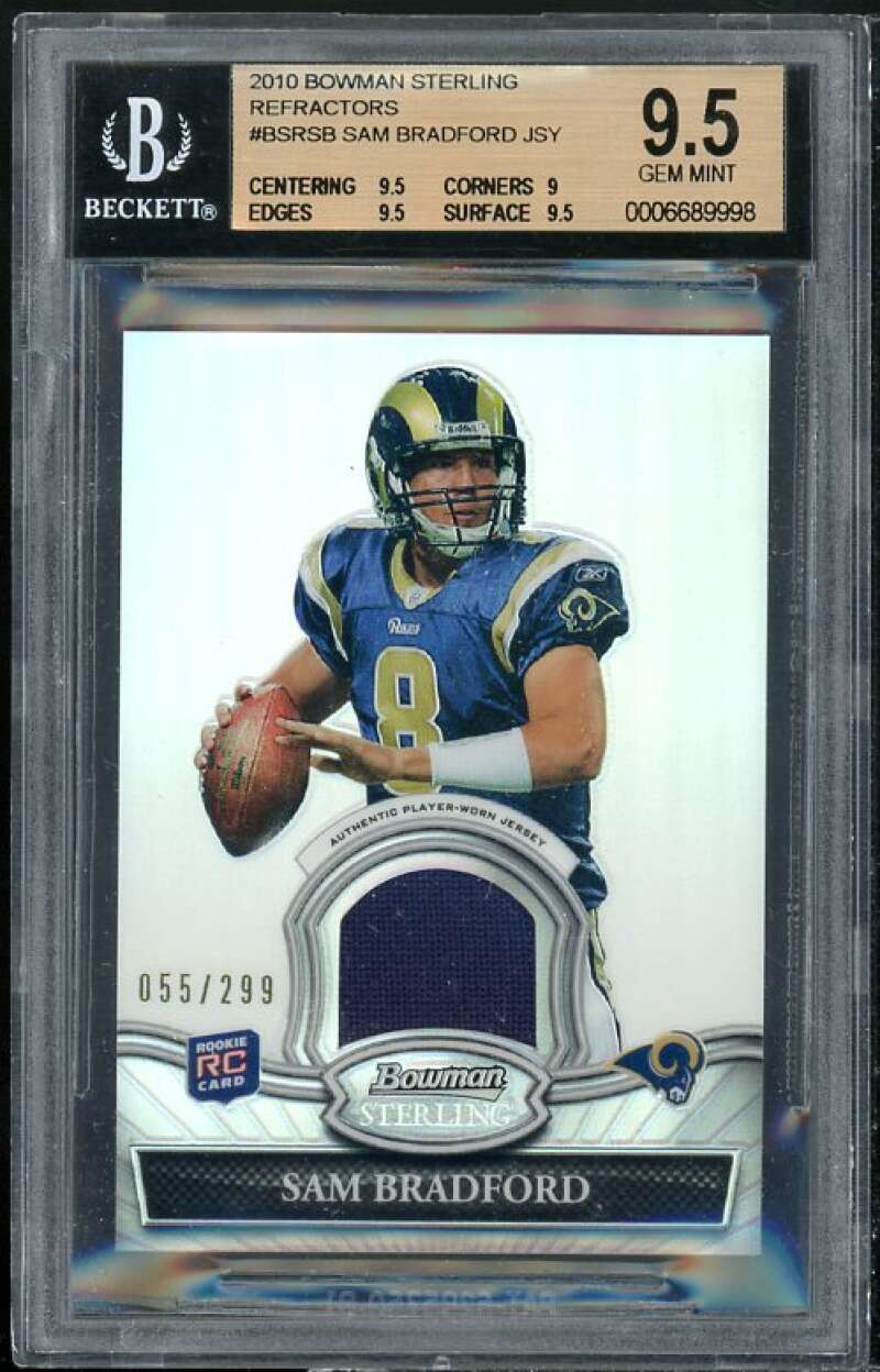 Sam Bradford Rookie Card 2011 Bowman Sterling Relic Refractors #BSR-SB BGS 9.5 Image 1