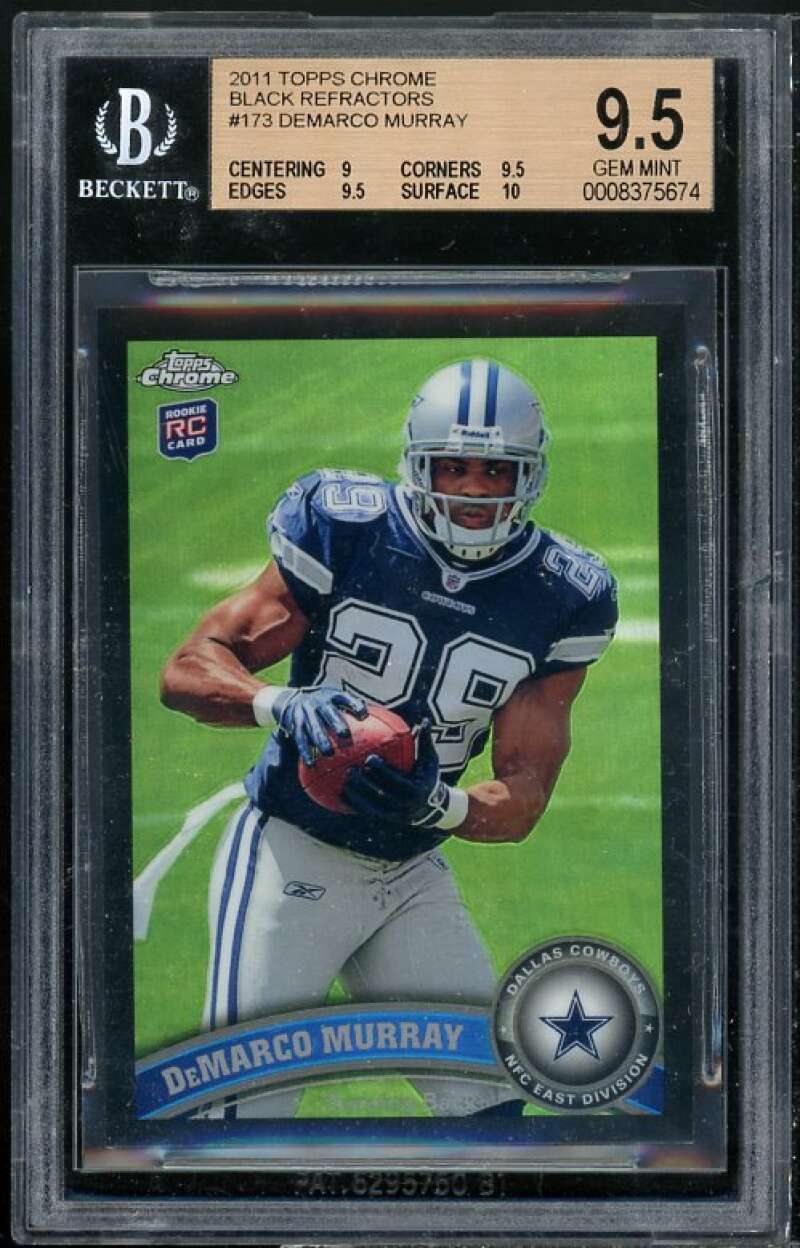 DeMarco Murray Rookie Card 2011 Topps Chrome Black Refractors #173 BGS 9.5 Image 1