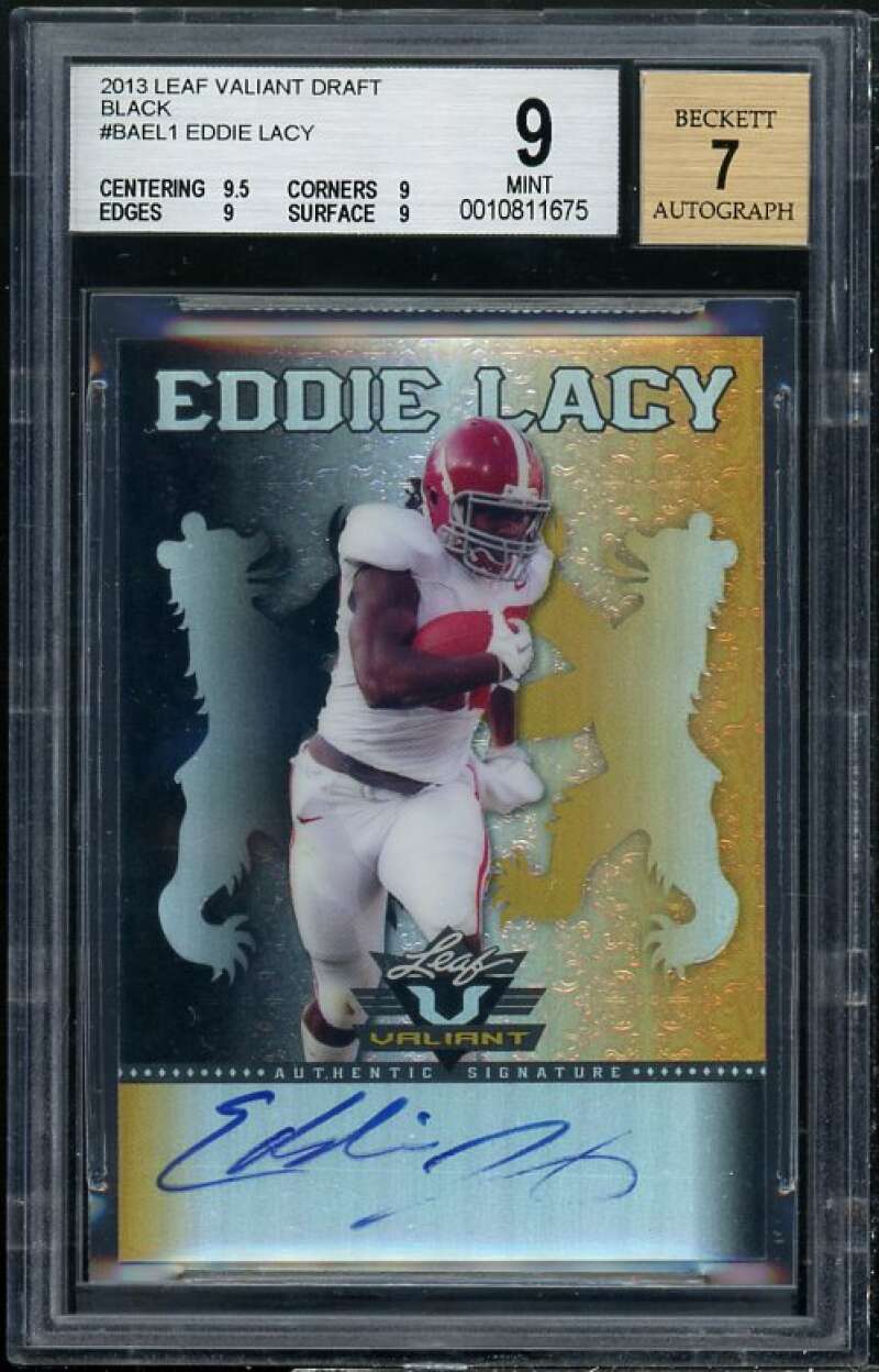 Eddie Lacy Rookie 2013 Leaf Valiant Draft Black Autographs (4/5) #BA-EL1 BGS 9 Image 1