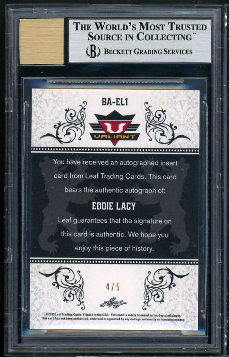 Eddie Lacy Rookie 2013 Leaf Valiant Draft Black Autographs (4/5) #BA-EL1 BGS 9 Image 2