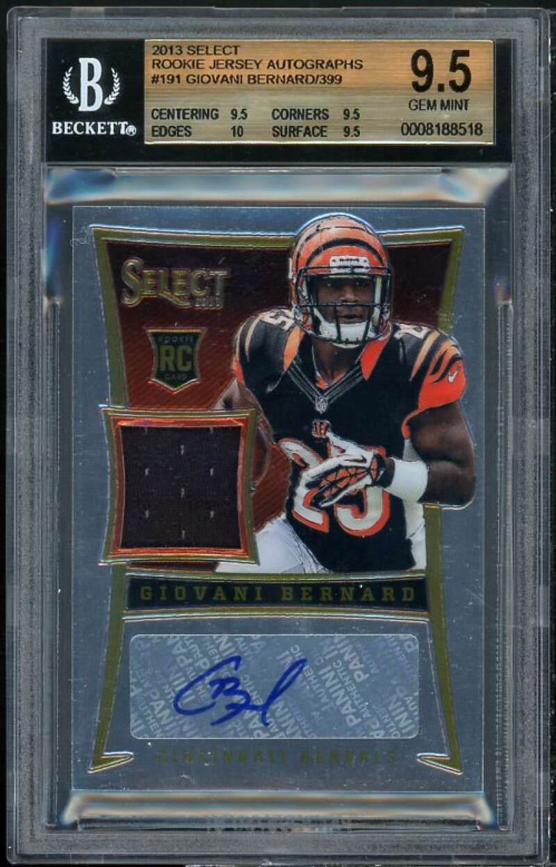 Giovani Bernard Rookie Card 2013 Select Rookie Jersey Autographs #191 BGS 9.5 Image 1