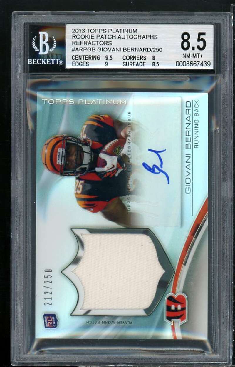 Giovani Bernard 2013 Topps Platinum Rookie Auto Patch Refractors #arpgb BGS 8.5 Image 1