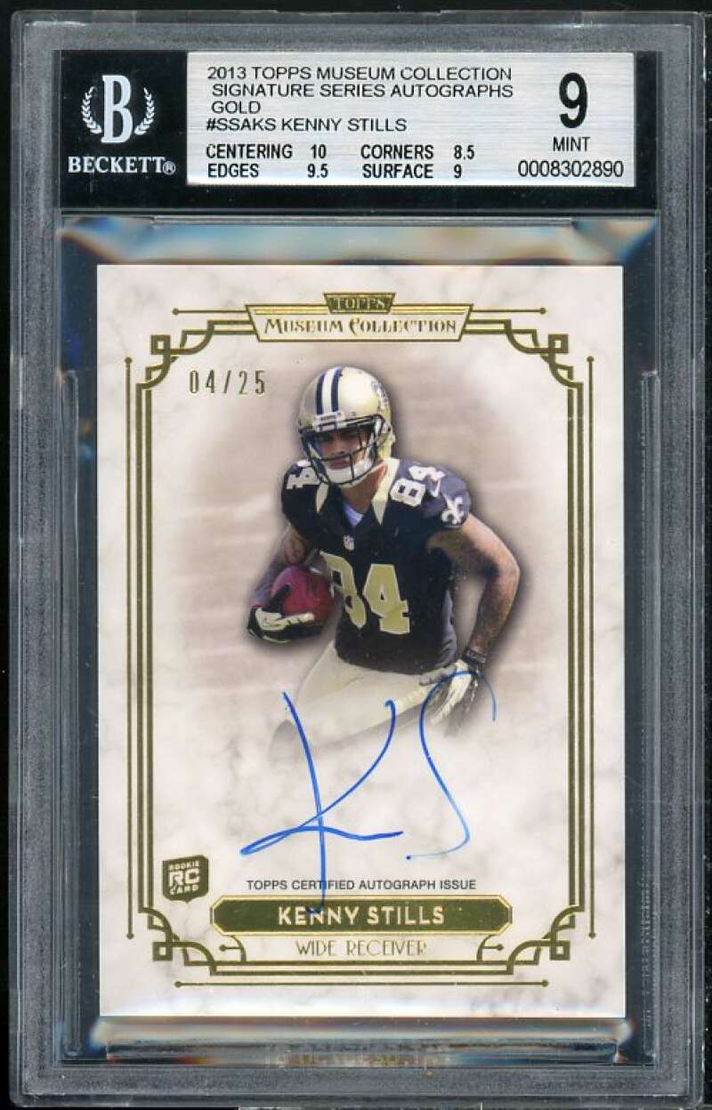 Kenny Stills Rookie 2013 Topps Museum Collection Sig Series Auto Gold #KS BGS 9 Image 1