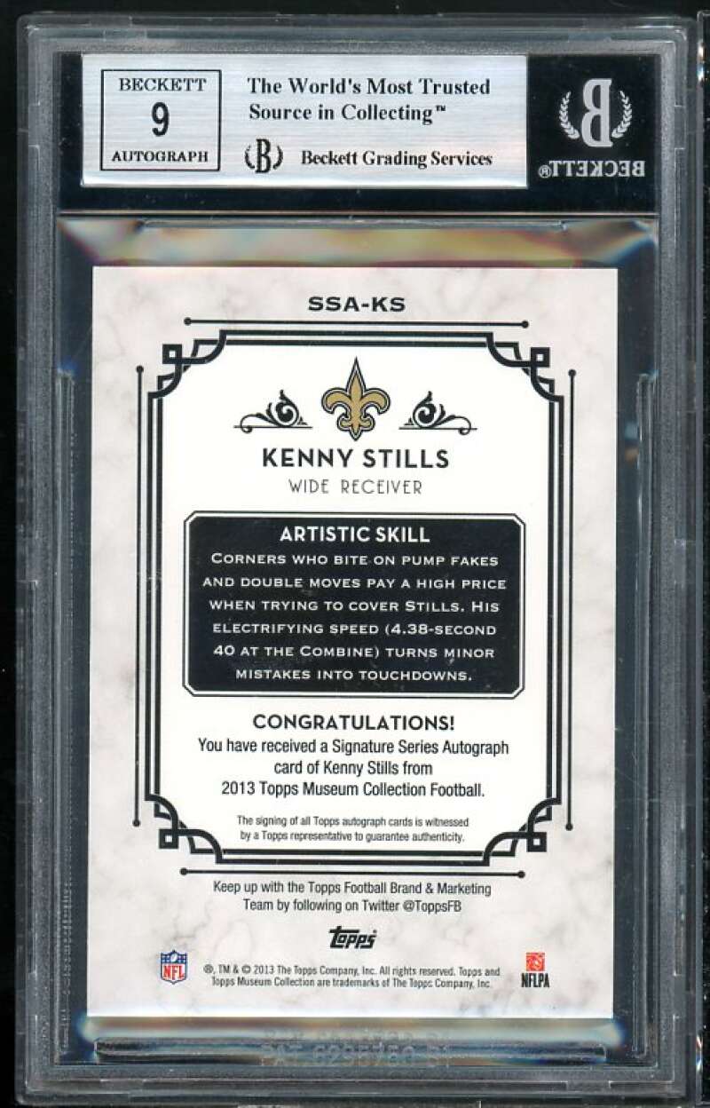 Kenny Stills Rookie 2013 Topps Museum Collection Sig Series Auto Gold #KS BGS 9 Image 2