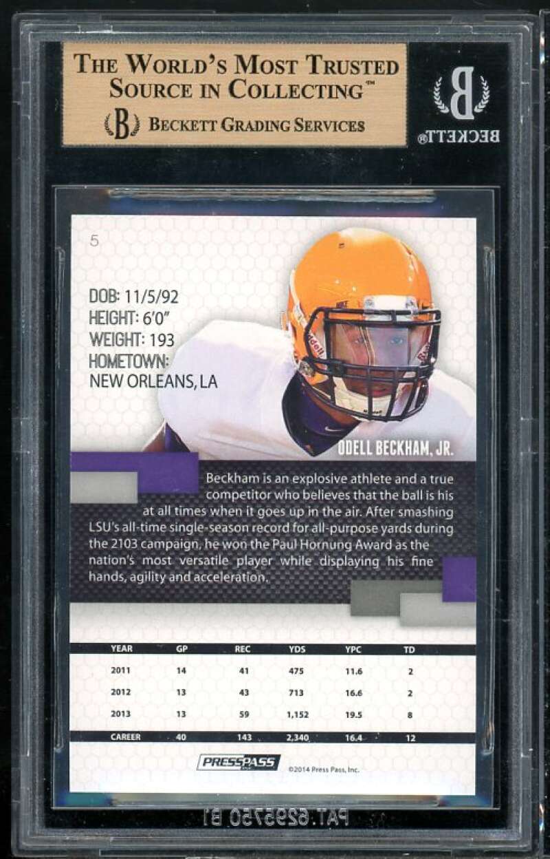 Odell Beckham Jr. Rookie Card 2014 Press Pass Reflectors Proof #5 BGS 9.5 Image 2