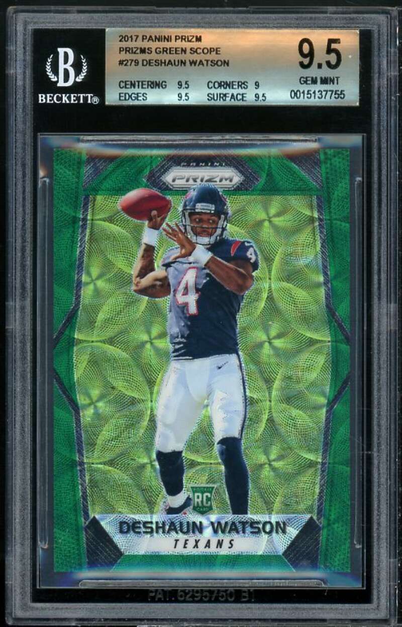 Deshaun Watson Rookie Card 2017 Panini Prizm Prizms Green Scope #279 BGS 9.5 Image 1