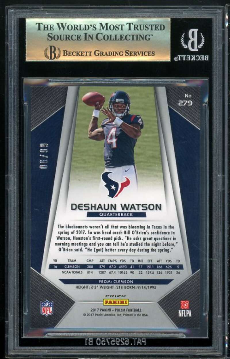 Deshaun Watson Rookie Card 2017 Panini Prizm Prizms Green Scope #279 BGS 9.5 Image 2