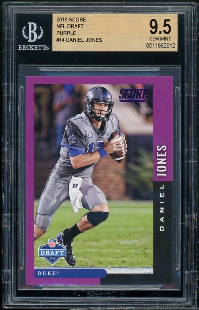 Daniel Jones Rookie Card 2019 Score NFL Draft Purple #14 (pop 1) BGS 9.5 Image 1