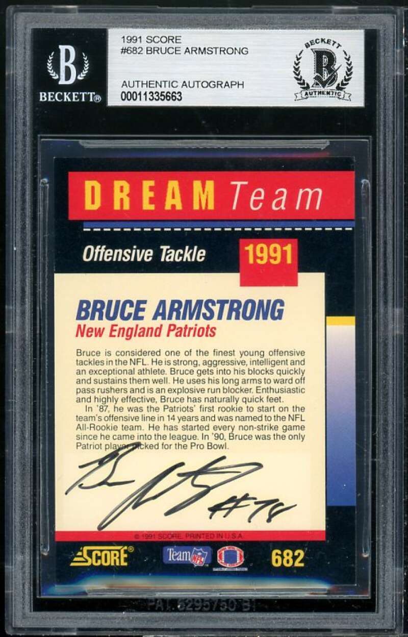 Bruce Armstrong Card 1991 Score Dream Team Authentic Autographs #682 BGS Image 1