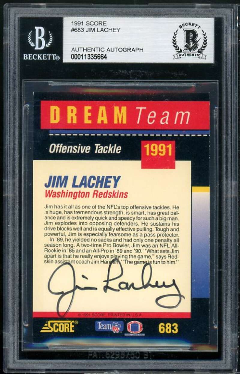 Jim Lachey Card 1991 Score Dream Team Authentic Autograph #683 BGS Image 1