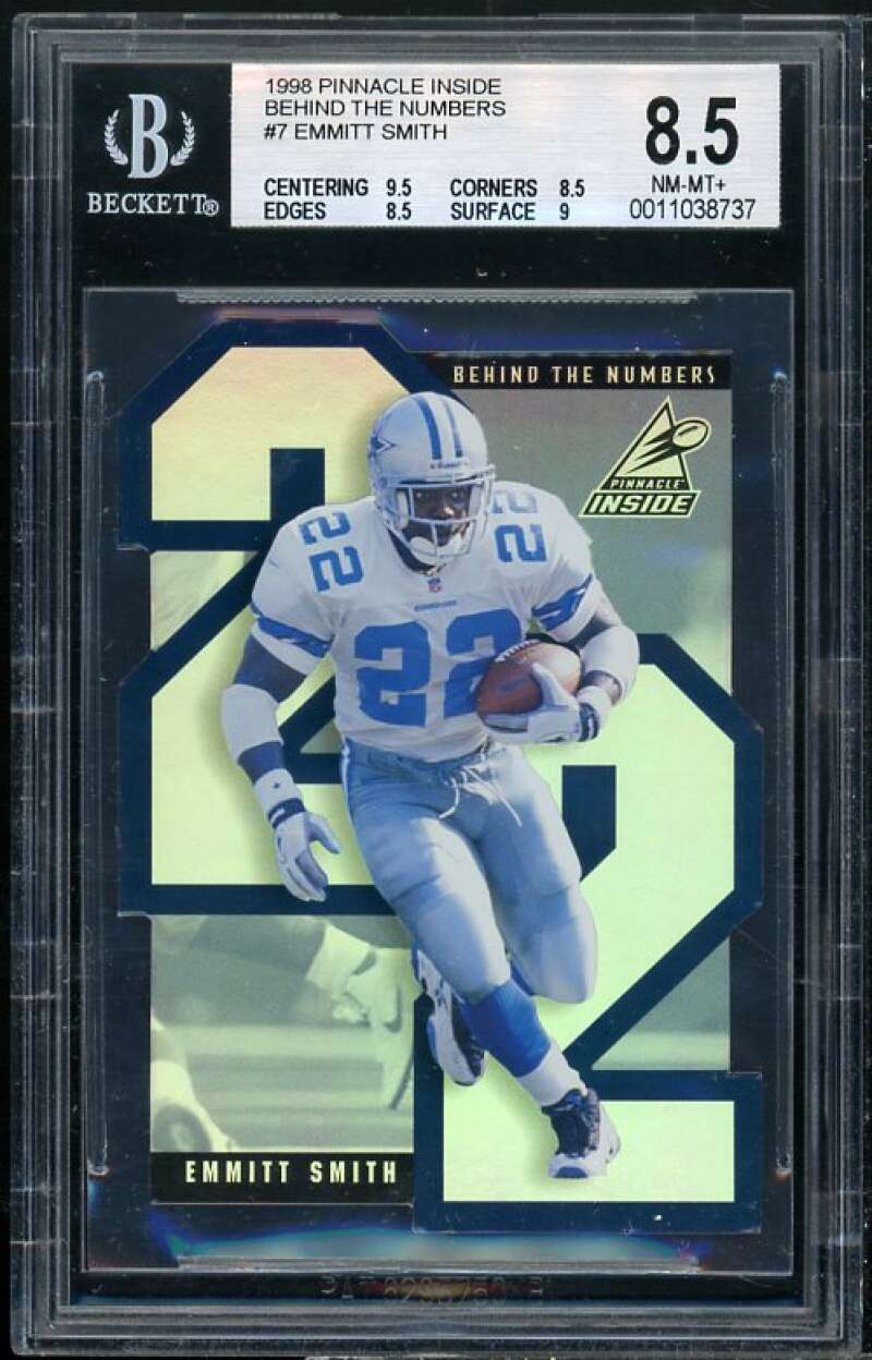 Emmitt Smith Card 1998 Pinnacle Inside Behind The Numbers Test Issue #7 BGS 8.5 Image 1