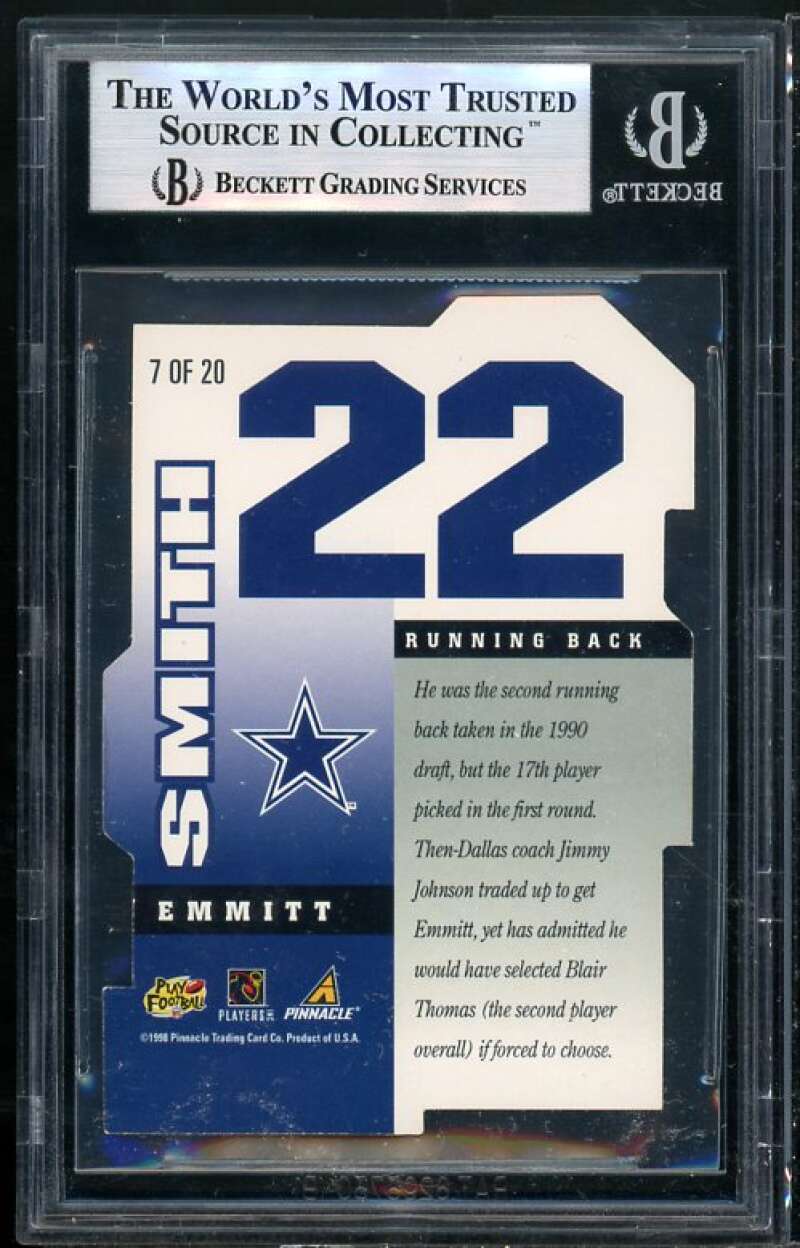 Emmitt Smith Card 1998 Pinnacle Inside Behind The Numbers Test Issue #7 BGS 8.5 Image 2