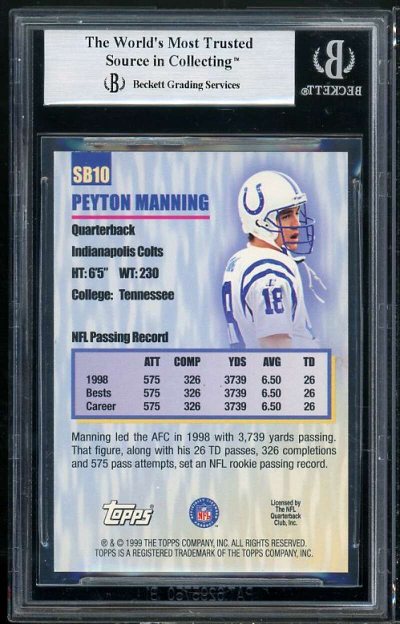 Peyton Manning Card 1999 Topps Season's Best #SB10 BGS 9 Image 2