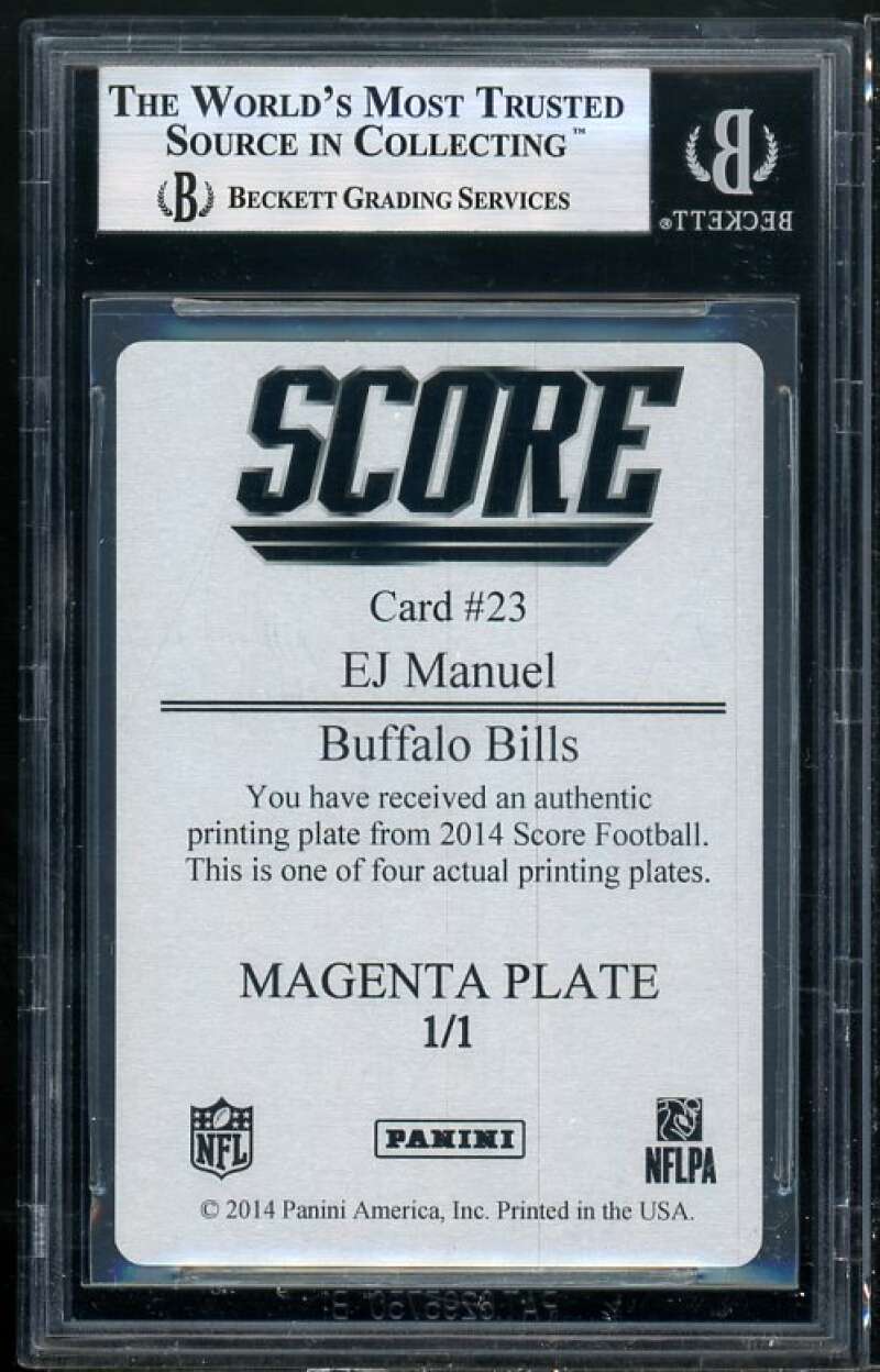 E.J. Manuel Card 2014 Score Printing Plates magneta (1/1) BGS 9 Image 2