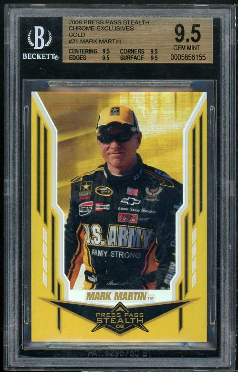 Mark Martin Card 2008 Press Pass Stealth Chrome Exclusives Gold #21 BGS 9.5 Image 1