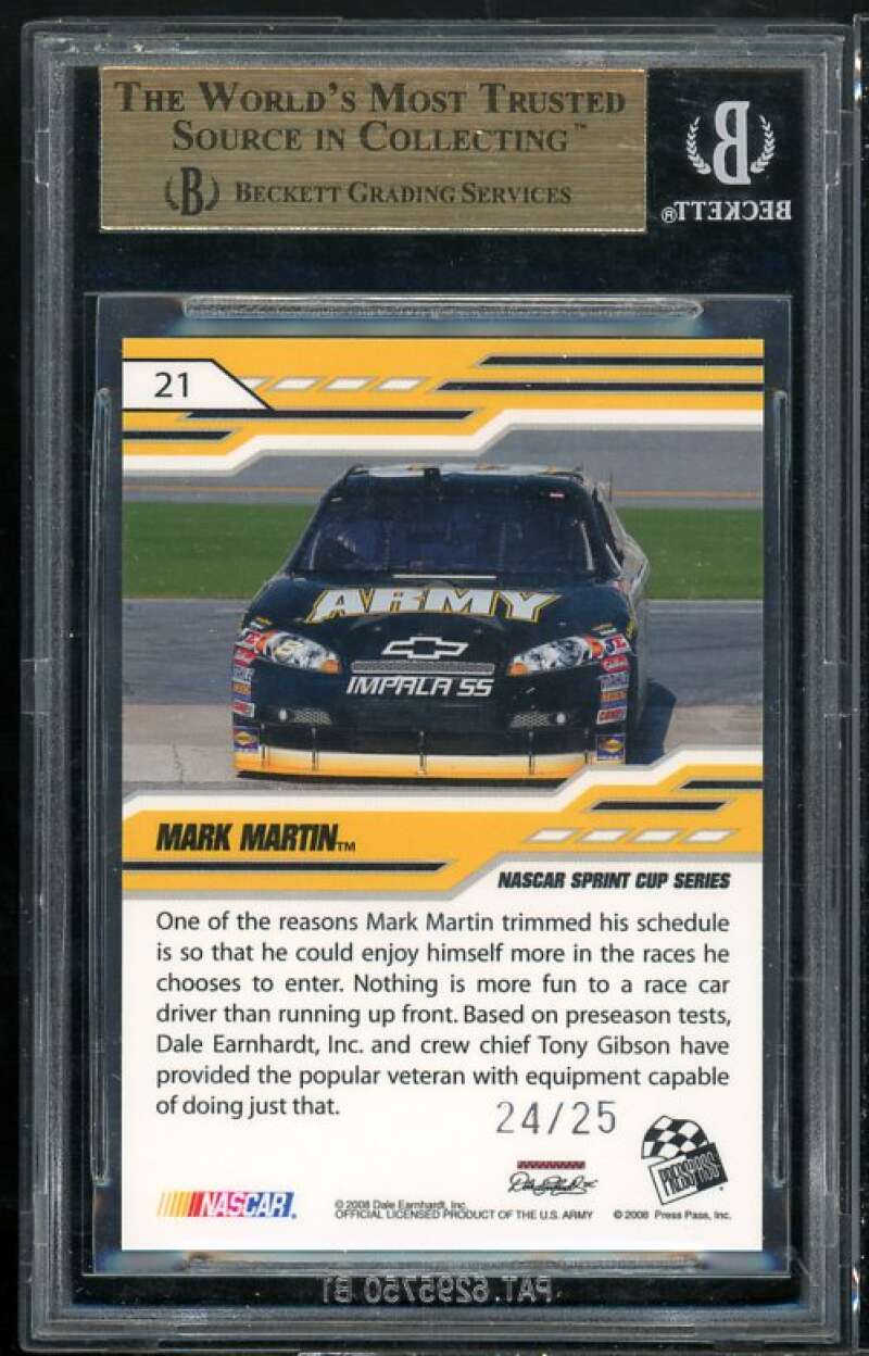 Mark Martin Card 2008 Press Pass Stealth Chrome Exclusives Gold #21 BGS 9.5 Image 2