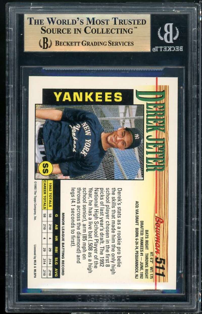 Derek Jeter Rookie Card 1993 Bowman #511 BGS 9.5 (9.5 9.5 9 9.5) Image 2